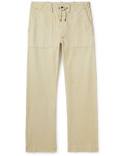 RRL Wilton Straight-leg Herringbone Cotton Drawstring Pants - Natural
