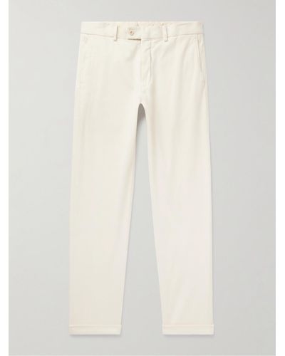 Caruso Straight-leg Cotton-blend Twill Chinos - Natural