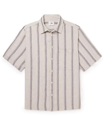 NN07 Hans 5220 Striped Linen Shirt - White