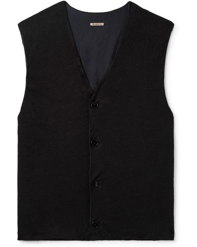 Barena Slim-fit Garment-dyed Linen Sweater Vest - Black