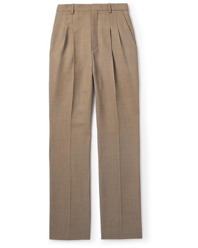 Saint Laurent Straight-leg Pleated Wool Suit Pants - Natural