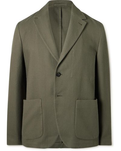 MR P. Unstructured Waffle-knit Organic Cotton Suit Jacket - Green