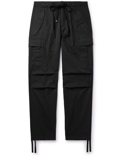 Tom Ford New Enzyme Straight-leg Cotton-twill Drawstring Cargo Pants - Black