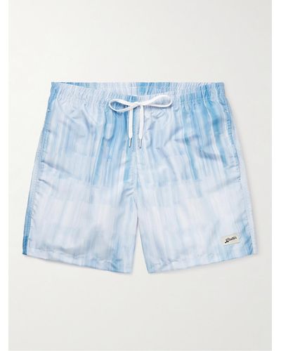 Bather Straight-leg Mid-length Printed Recycled Swim Shorts - Blue
