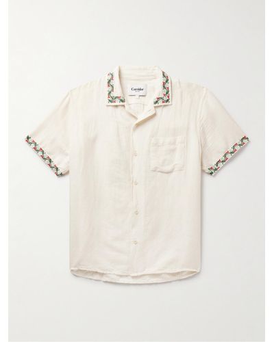Corridor NYC Hamsa Camp-collar Embroidered Cotton Shirt - Natural