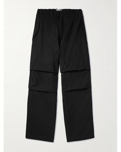 Jil Sander Wide-leg Pleated Cotton Trousers - Black