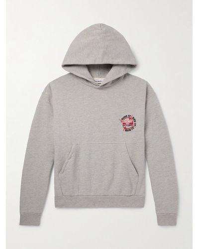 CHERRY LA Logo-embroidered Cotton-jersey Hoodie - Grey