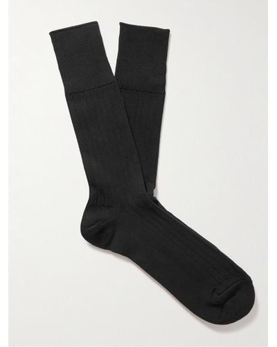 MR P. Ribbed Stretch Cotton-blend Socks - Black