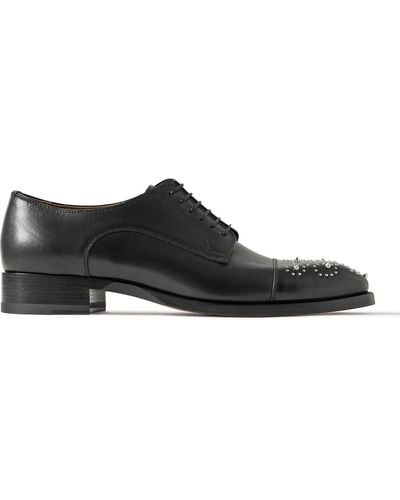 Christian Louboutin Maltese Studded Leather Derby Shoes - Black