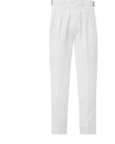 Buy Rubinacci Manny Pleated Cotton-chambray Trousers It 50 - Blue At 50%  Off | Editorialist