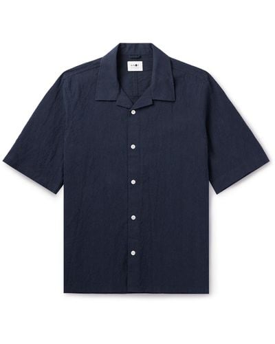 NN07 Ole 5246 Camp-collar Cotton-blend Shirt - Blue