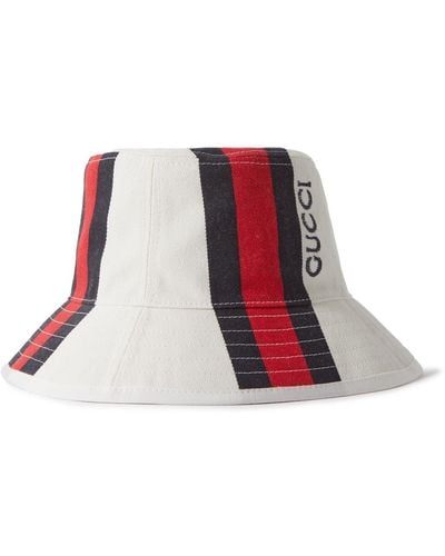 Gucci Logo-embroidered Striped Cotton-canvas Bucket Hat