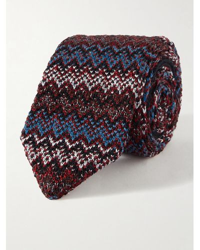 Missoni 8.5cm Crochet-knit Wool And Silk-blend Tie - Brown