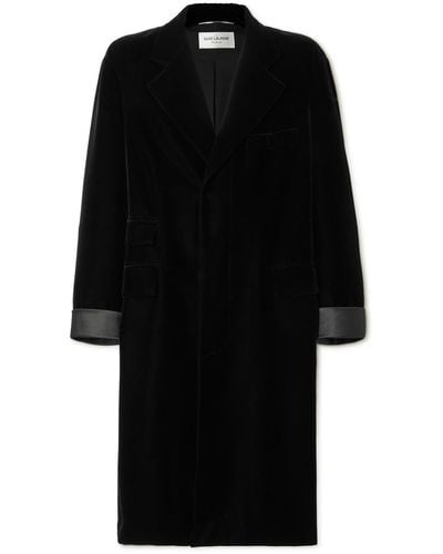 Saint Laurent Manteau Oversized Satin-trimmed Velvet Coat - Black