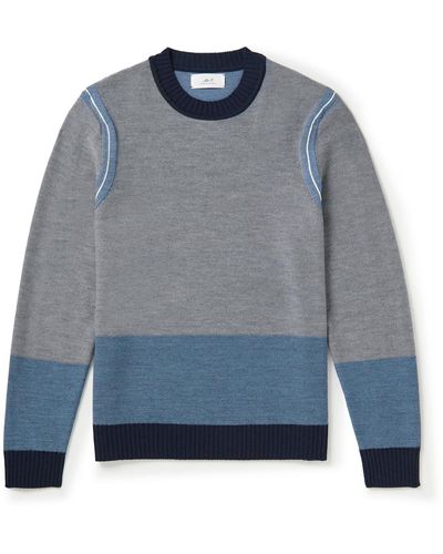 MR P. Colour-block Merino Wool Sweater - Blue