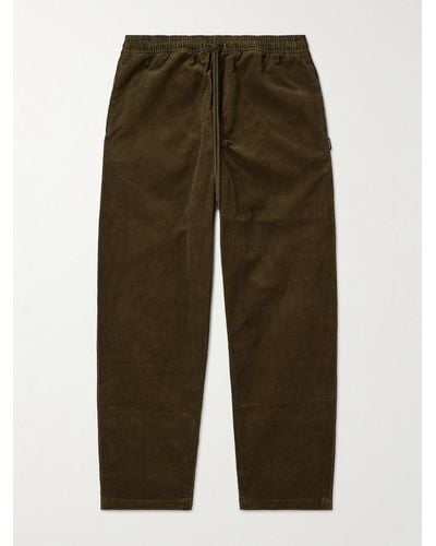 Neighborhood Straight-leg Cotton-blend Corduroy Drawstring Trousers - Green