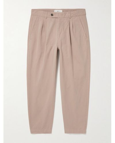 MR P. Tapered Cropped Garment-dyed Organic Cotton-twill Trousers - Natural