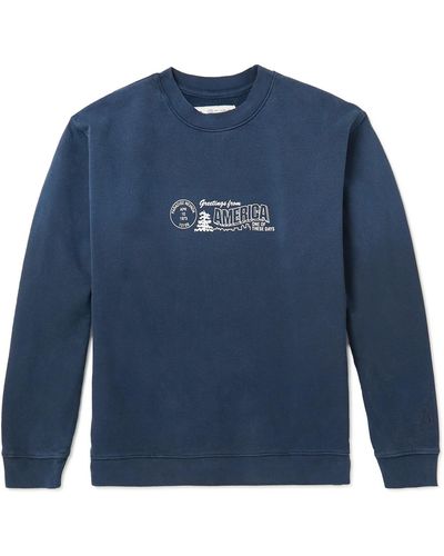 One Of These Days Printed Cotton-jersey Sweatshirt - Blue