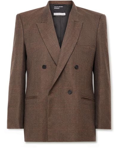 Enfants Riches Deprimes Florence-daytrip Double-breasted Houndstooth Wool-blend Blazer - Brown