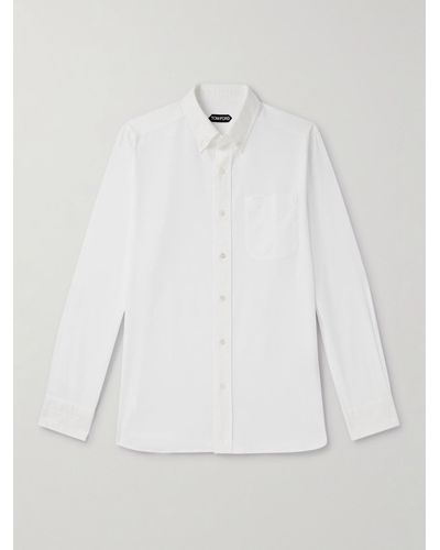 Tom Ford Hemd aus Baumwoll-Oxford mit Button-Down-Kragen - Weiß