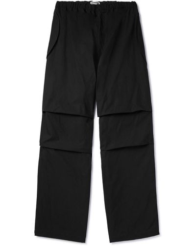 Jil Sander Wide-leg Pleated Cotton Pants - Black