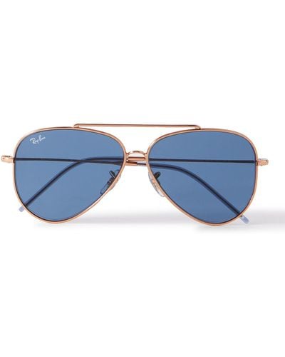Ray-Ban Aviator-style Gold-tone Sunglasses - Blue