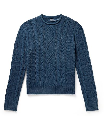Polo Ralph Lauren Slim-fit Cable-knit Cotton Sweater - Blue