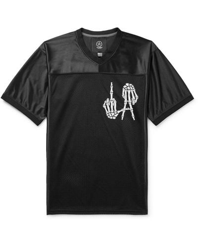 Local Authority La Bones Fufc Logo-print Satin-twill And Mesh T-shirt - Black