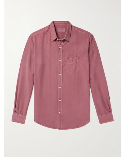 Officine Generale Lipp Garment-dyed Lyocell Shirt - Pink