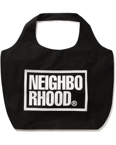 Neighborhood Id Large Logo-print Cotton-twill Tote Bag - Black