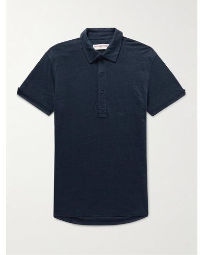 Orlebar Brown Sebastian Slim-fit Linen-jersey Polo Shirt - Blue