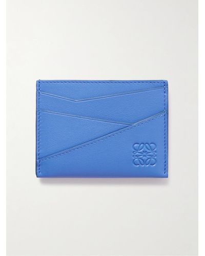 Loewe Puzzle Logo-debossed Leather Cardholder - Blue