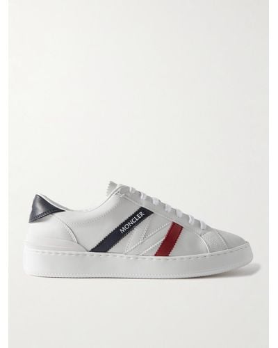 Moncler Sneakers in pelle a righe Monaco M - Bianco