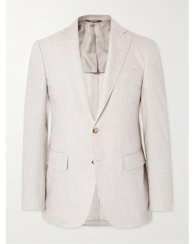 Canali Kei Slim-fit Linen And Wool-blend Suit Jacket - Natural