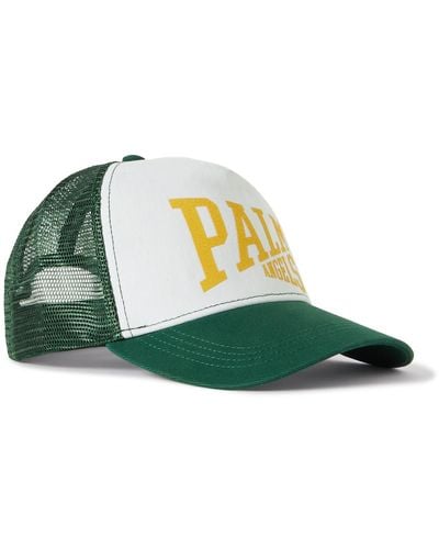 Palm Angels Pa League Logo-print Cotton-blend Twill And Mesh Trucker Cap - Green