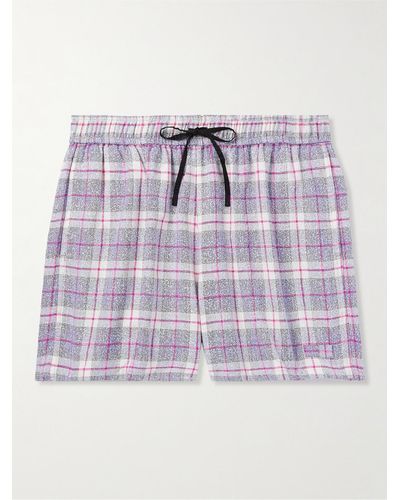 4SDESIGNS Straight-leg Checked Wool-blend Bouclé Drawstring Shorts - Purple