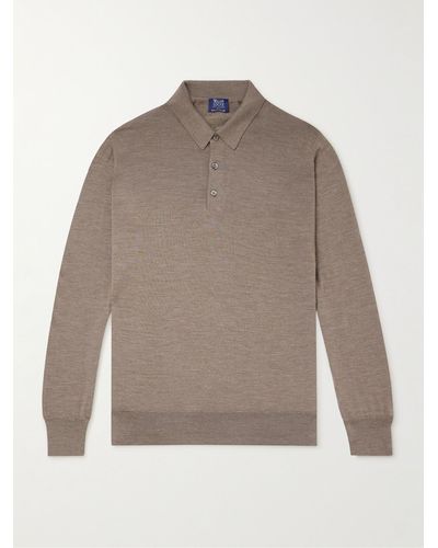 William Lockie Slim-fit Merino Wool Polo Shirt - Grey