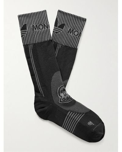 Moncler Genius Adidas Originals Logo-jacquard Ribbed Recycled Stretch-knit Socks - Black