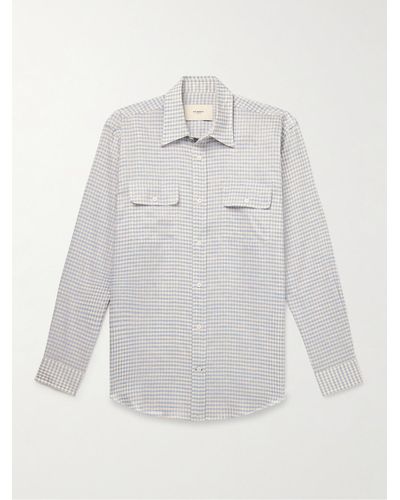 James Purdey & Sons Camicia in lino a quadri - Bianco