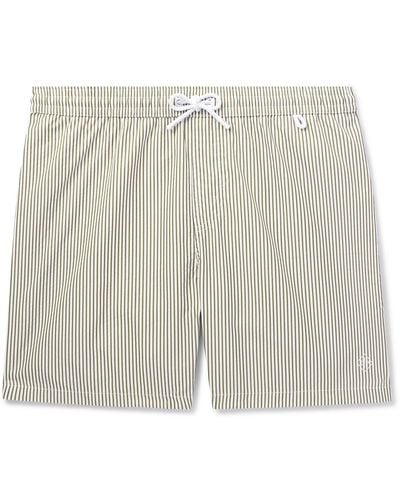 Loro Piana Bay Straight-leg Mid-length Logo-print Striped Swim Shorts - White