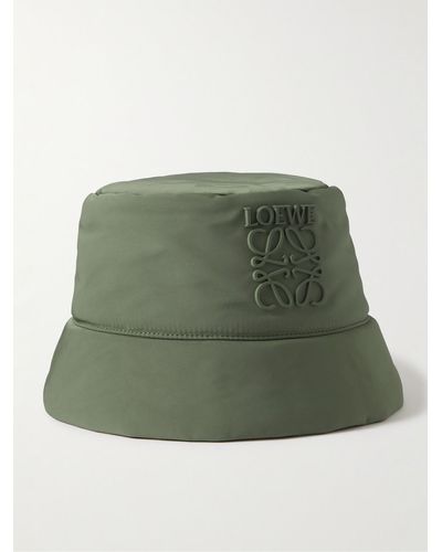 Loewe Logo-appliquéd Padded Nylon Bucket Hat - Green