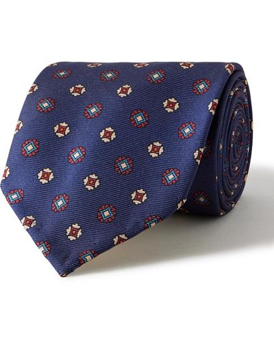 Rubinacci 7.5cm Printed Silk-twill Tie - Blue