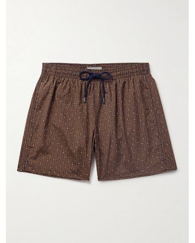 Canali Straight-leg Mid-length Printed Swim Shorts - Brown