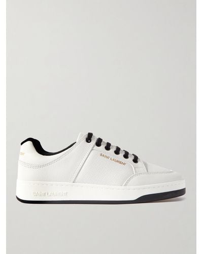 Saint Laurent Sl 61 Logo-embossed Leather Low-top Trainers - White