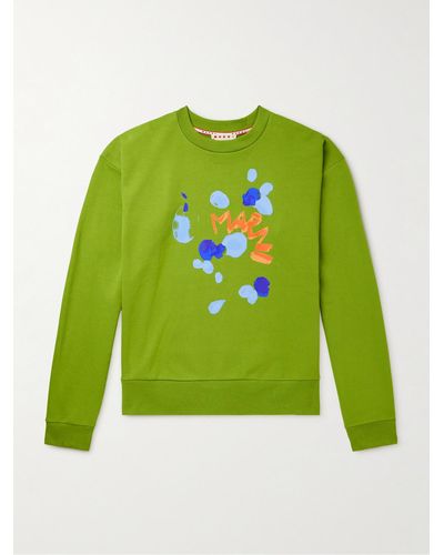 Marni Sweatshirt aus Baumwoll-Jersey mit Logoprint - Grün