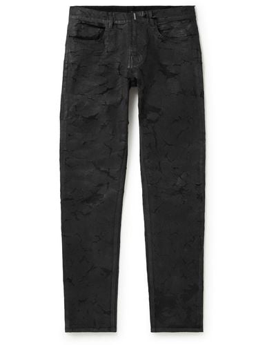 Givenchy Slim-fit Distressed Coated Jeans - Black