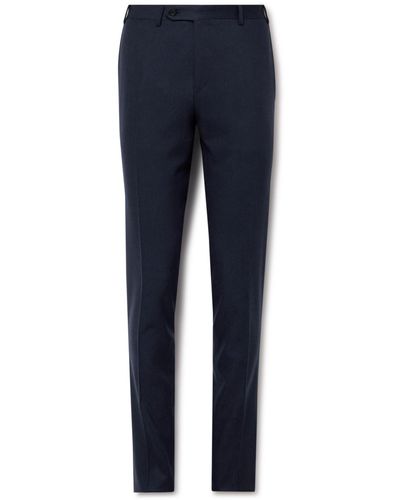 Canali Slim-fit Wool-blend Flannel Suit Pants - Blue