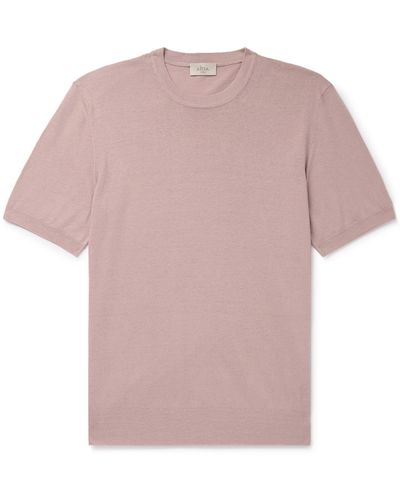 Altea Linen And Cotton-blend T-shirt - Pink