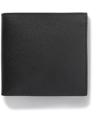 Smythson Panama Cross-grain Leather Billfold Wallet - Black