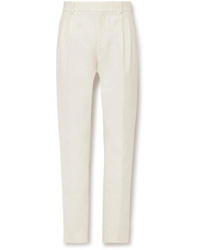 Loro Piana City Slim-fit Tapered Pleated Double-faced Cotton Pants - White